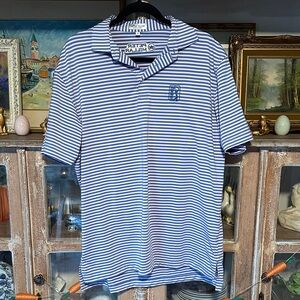 Peter Millar Navy and Light Link Striped Polo PGA TOUR